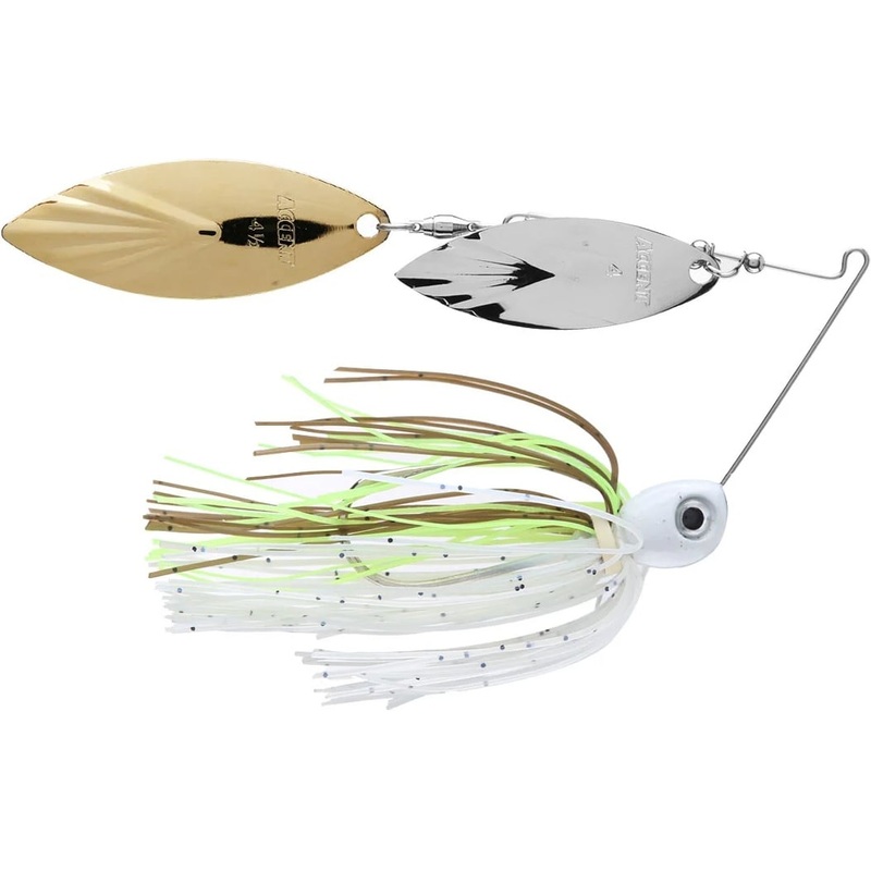 Accent River Special Spinnerbaits 1/4 oz Double Willow Nickel Gold White