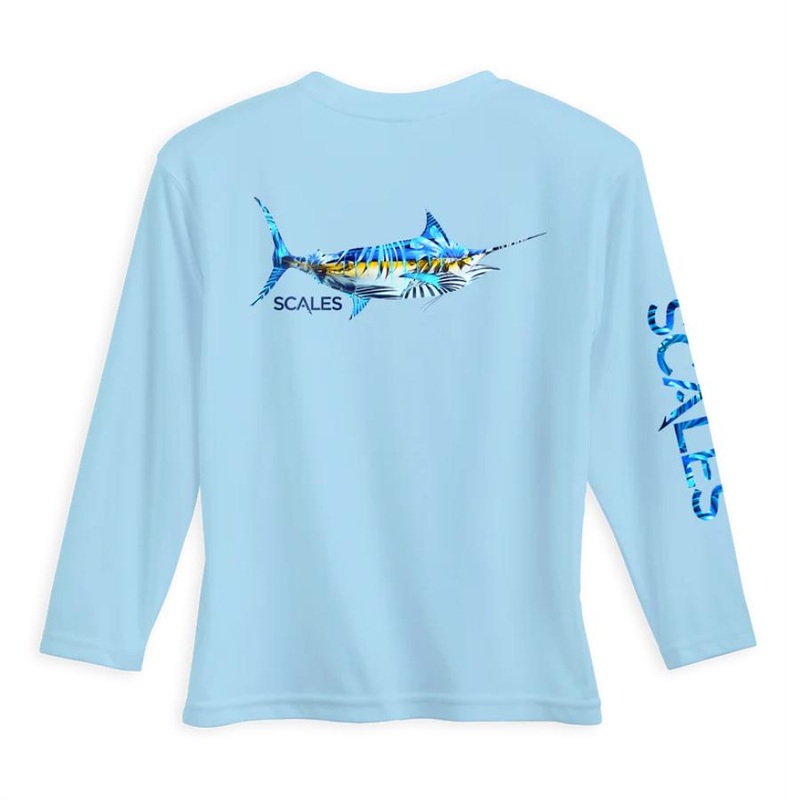 SCALES YOUTH TROPICAL MARLIN L/S PERFORMANCE LIGHT BLUE M