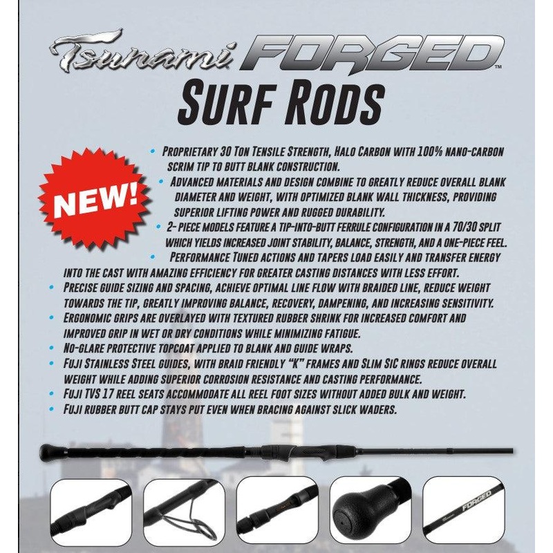 Tsunami 2024 Forged Surf Spinning Rods TSFRGSS1072MH