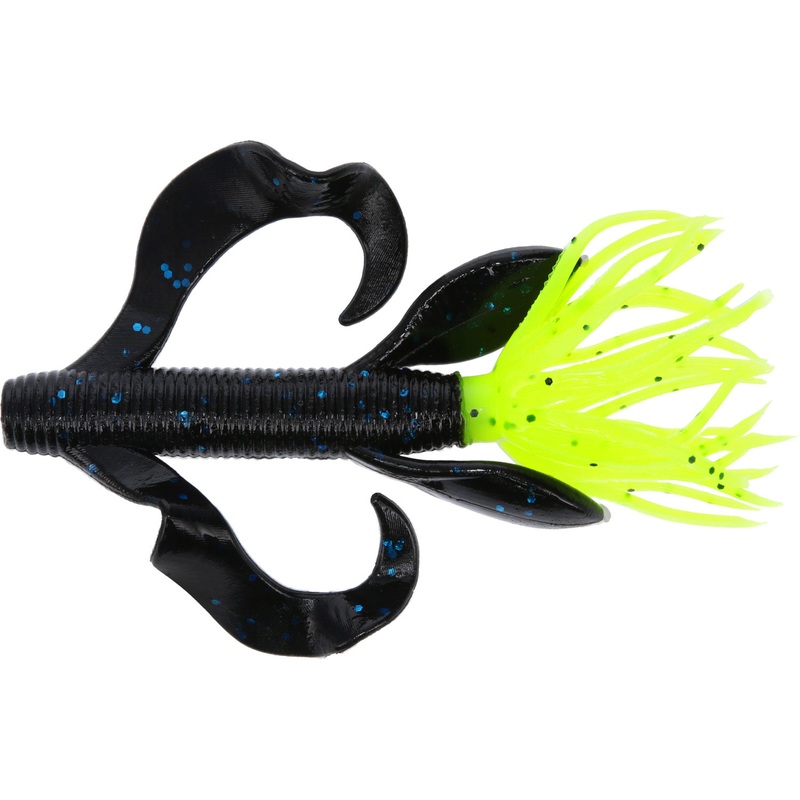 Gary Yamamoto 4 Inch Kreature – 7 Pack Black Blue Chartreuse Skirt