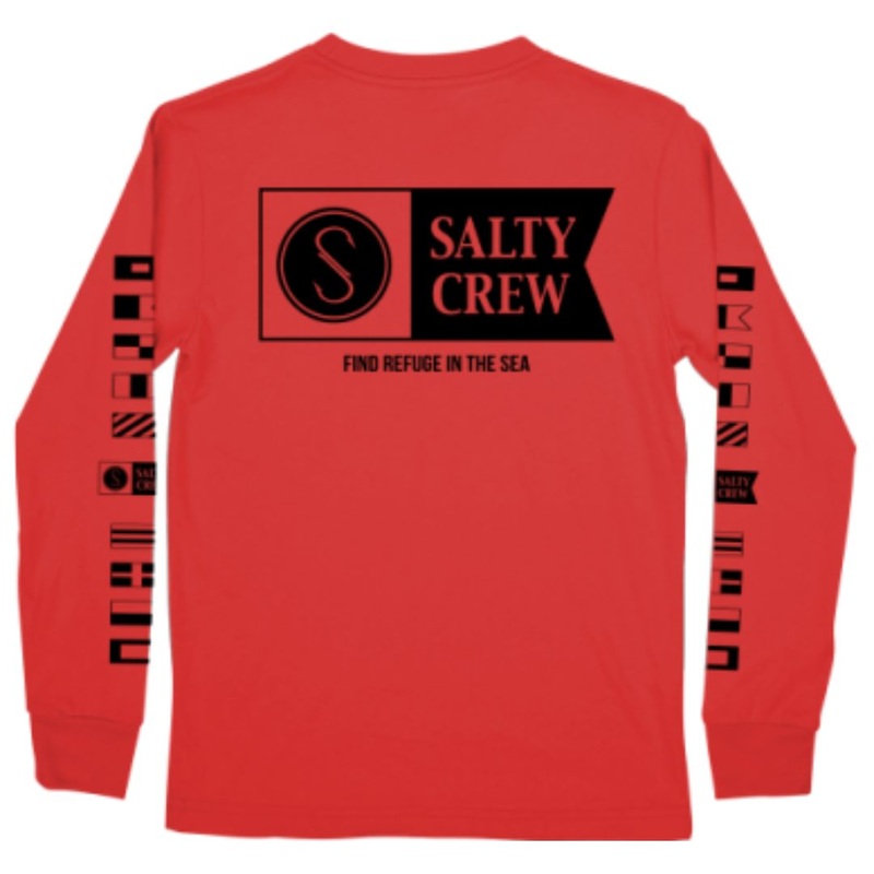 SALTY CREW ALPHA FLAG L/S BOYS TEE RED S