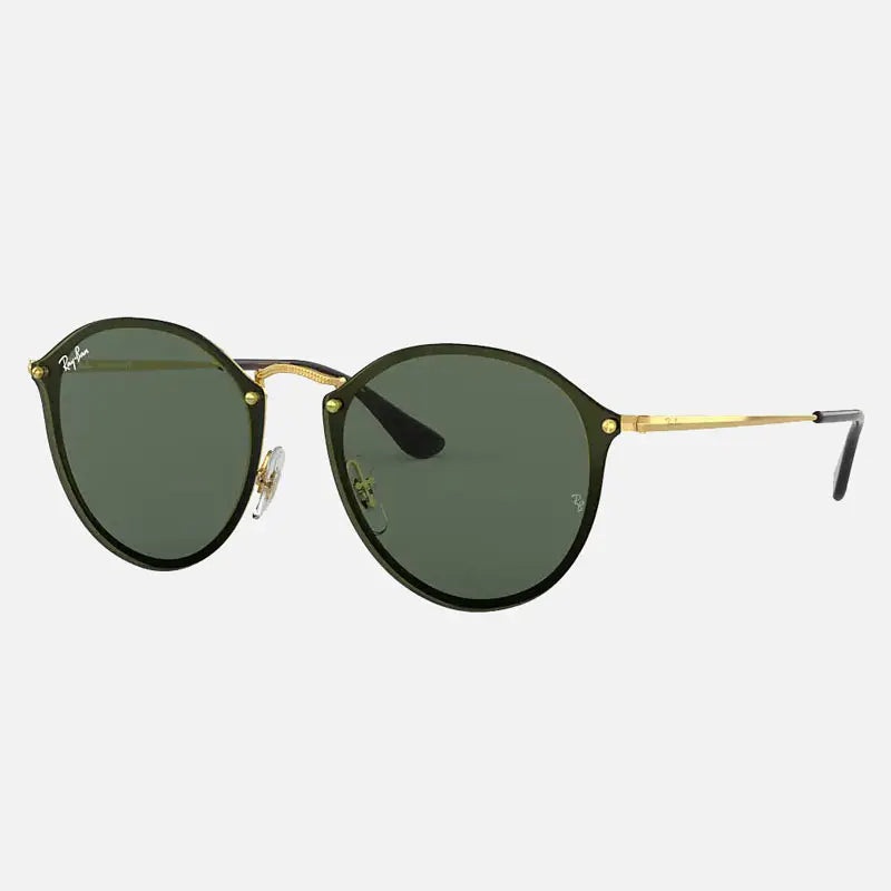 RAY-BAN BLAZE ROUND POLORIZED SUNGLASSES GOLD GREEN CLASSIC G-15