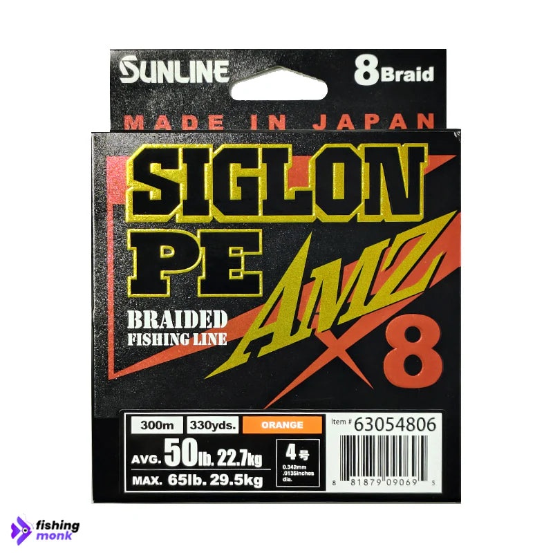 Sunline Siglon PE AMZ X8 Braided Fishing Line | 300 mtr | 30lb – 50lb 30lb. – 13.6kg | 0.270mm Orange 300 meter