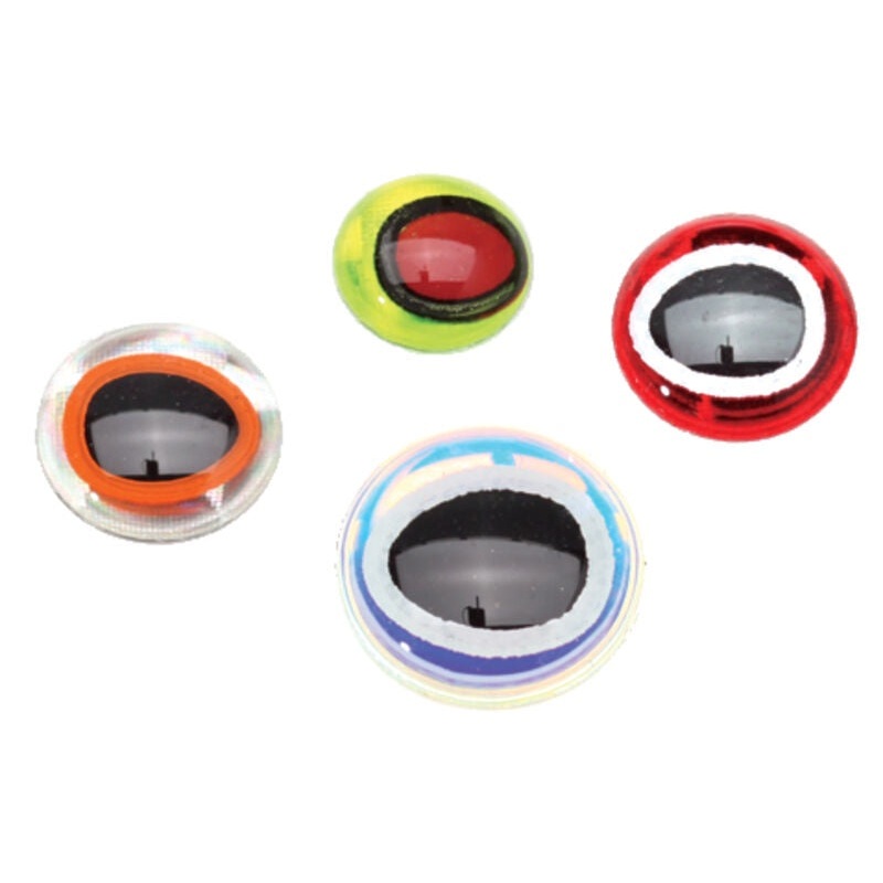 Hareline Oval Pupil 3D Eyes 1/4 Chartreuse Red 54