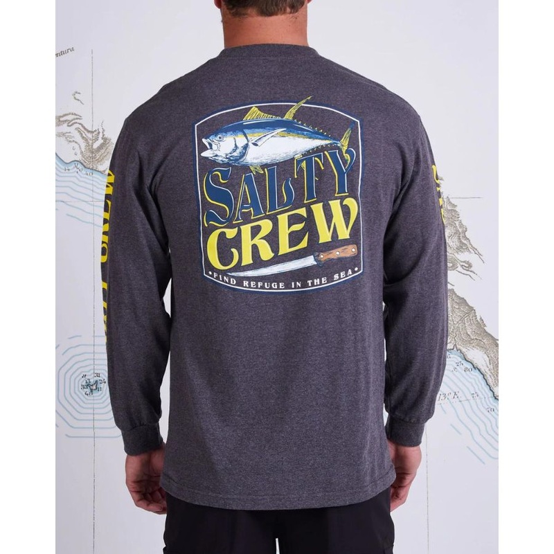 SALTY CREW FILLET STANDARD L/S TEE CHARCOAL HEATHER 2XL