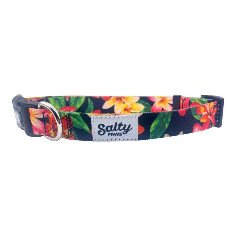 SALTY PAWS DOG COLLAR BLACK FLORAL S