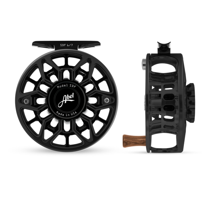 Abel SDF Fly Reel Ported – Basic Black – 6/7 WT with Wallnut Handle 6/7 wt