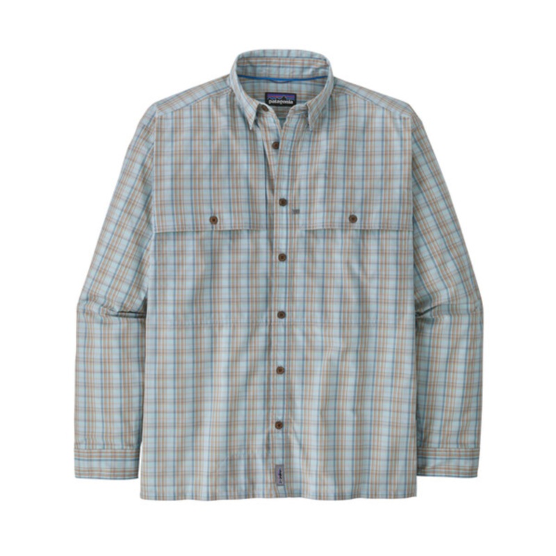 Patagonia Men’s Long-Sleeved Island Hopper Shirt – Down River: Steam Blue Sale Small