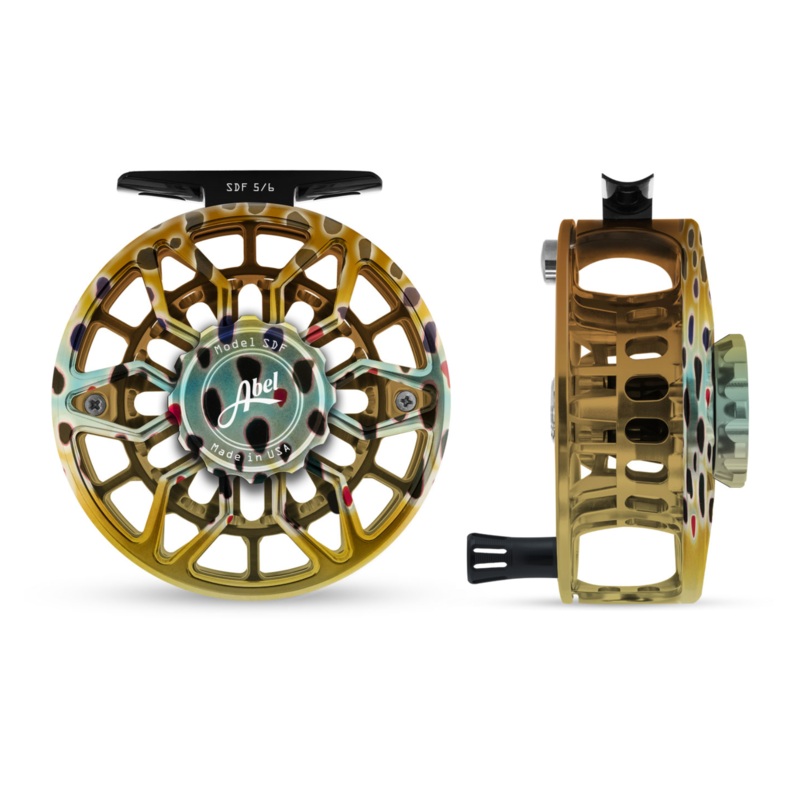 Abel SDF Fly Reel Ported – Native Brown – 5/6 WT with Aluminum Black Handle 5/6 wt
