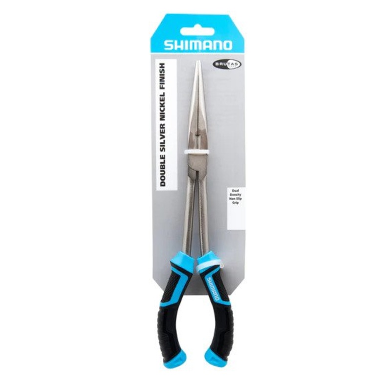 Shimano Brutas, 11″, Needle Nose Pliers, Blk/Cyan Handles, High Carbon Steel