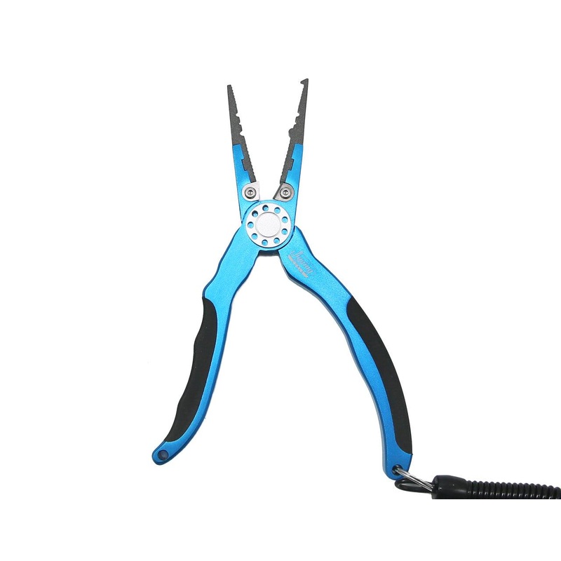 Jigging World 7.5″ Aluminum Split Ring Pliers with Sheath Blue