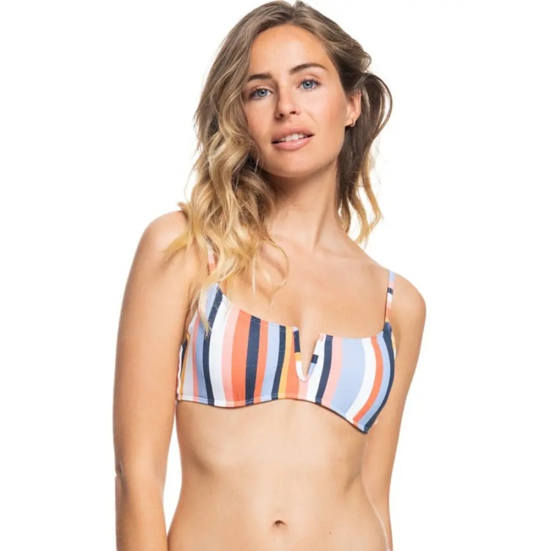 ROXY BEACH CLASSICS UNDERWIRED BIKINI TOP MOOD INDIGO COLOR CURRENT XS