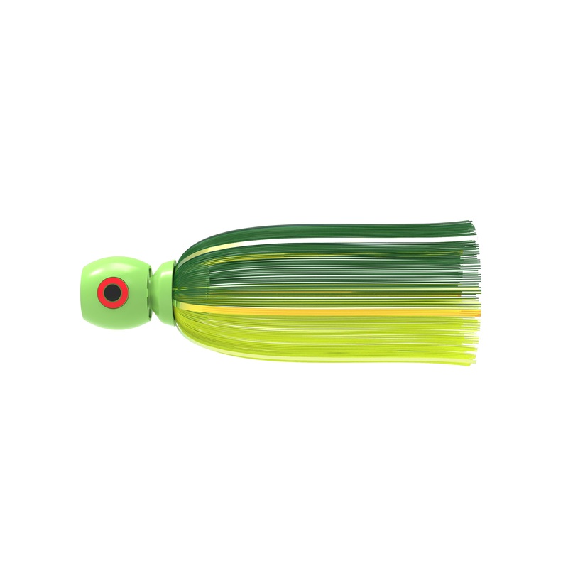Wolfpack Tackle Jet Head Lures Junior (0.75oz) Glow Green Body w/ Green/Chartreuse Hair