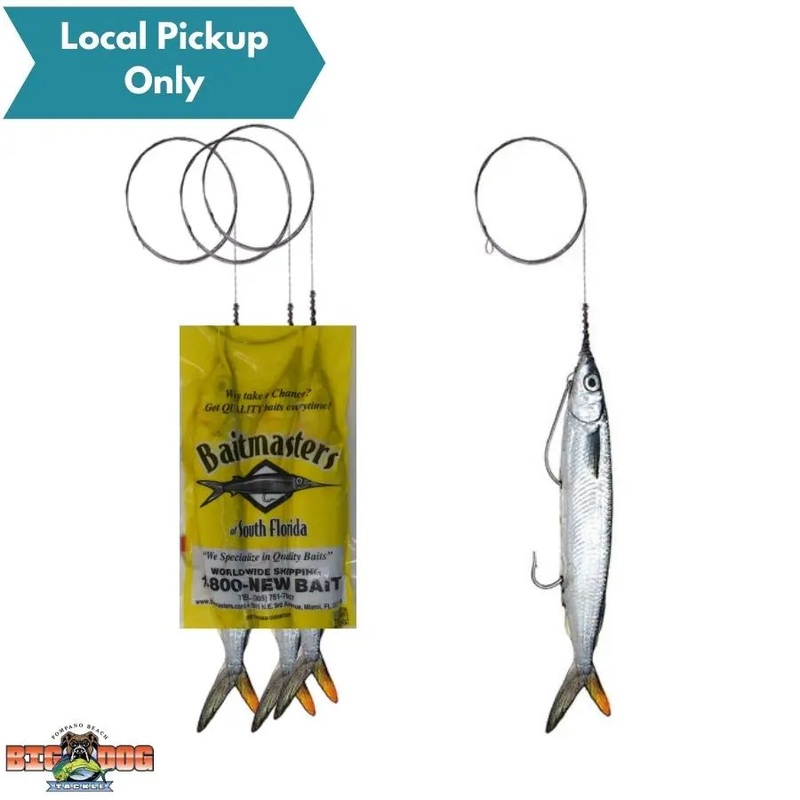 BAITMASTERS FROZEN MEDIUM BALLYHOO WIRE RIGGED DOUBLE HOOK 3 PACK