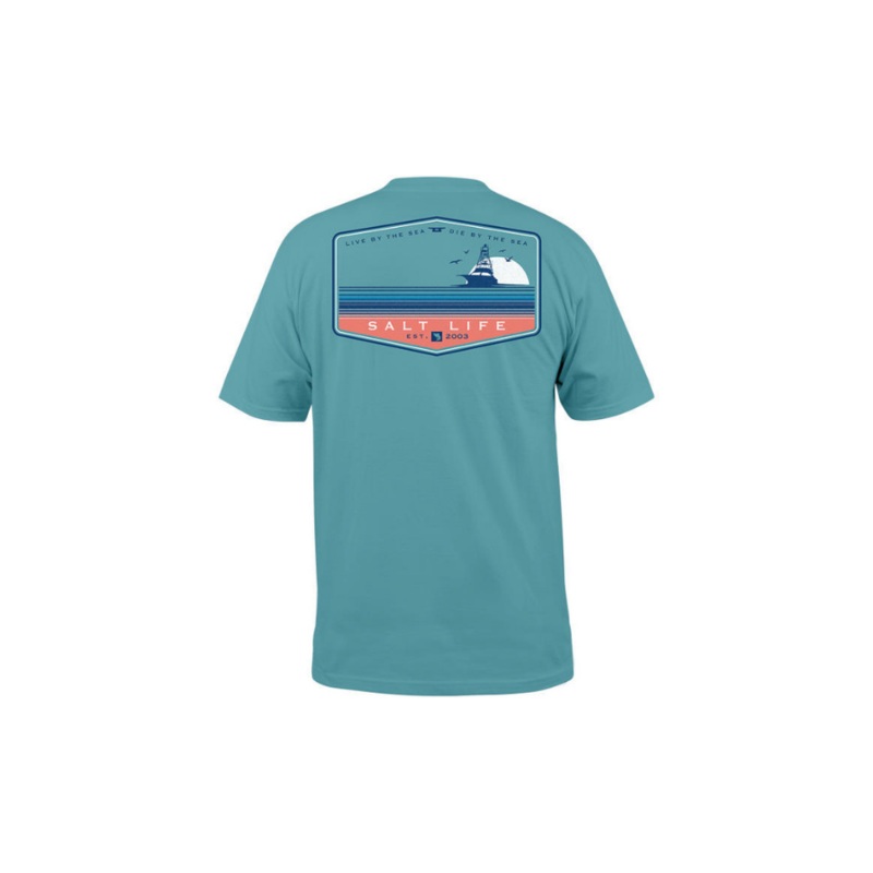 SALT LIFE LIVIN BY THE SEA TEE SEA GREEN XL