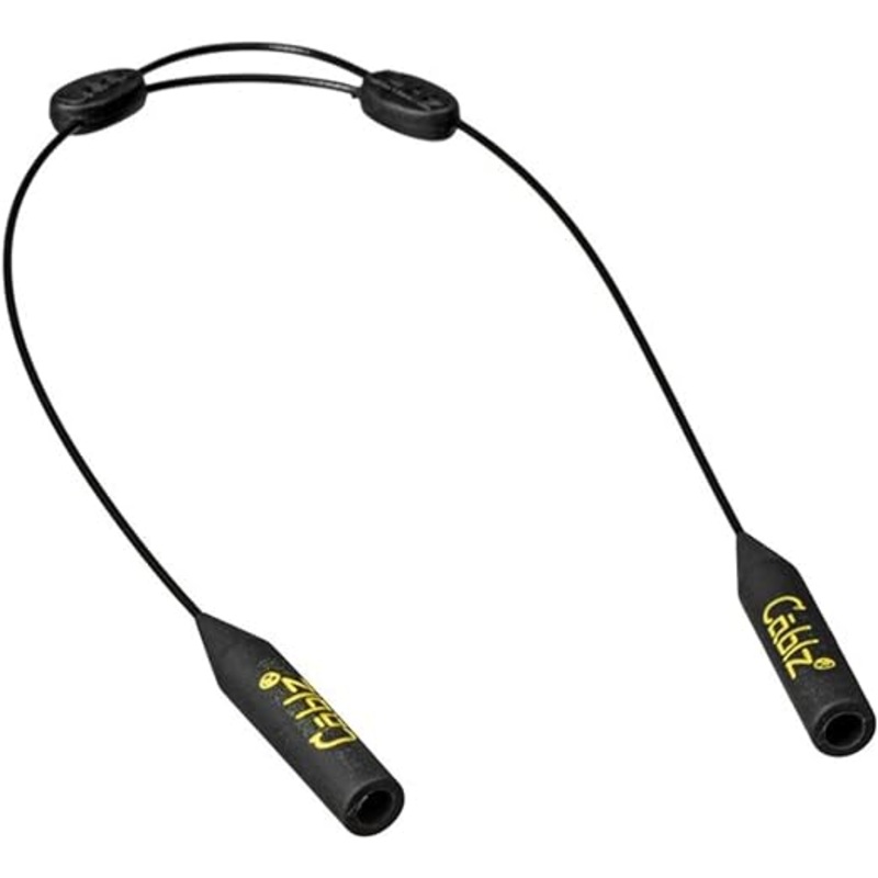 Cablz Zipz Adjustable Eyewear Retainer, Rubber End, 12″, Black Stainless Steel