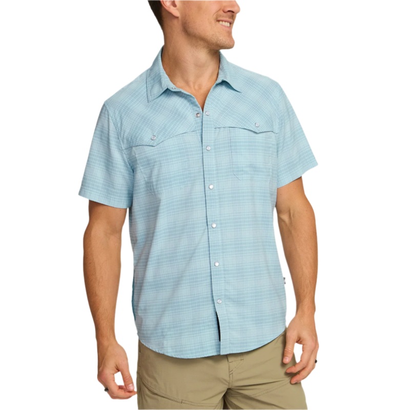 Howler Brothers Open Country Tech Shirt Braden Plaid : Chalk S