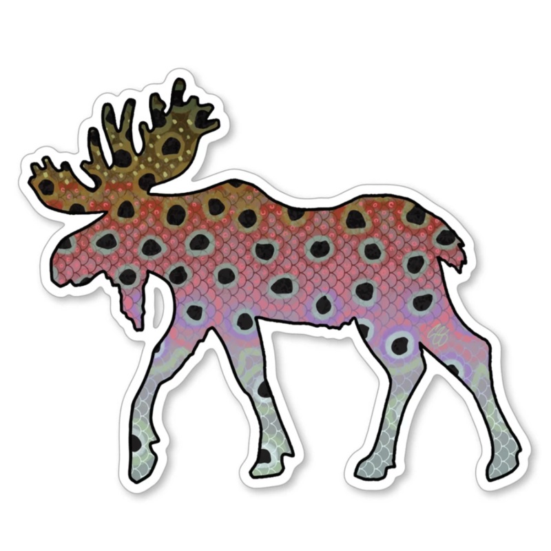 Casey Underwood Moose Rainbow Trout Decal Sticker