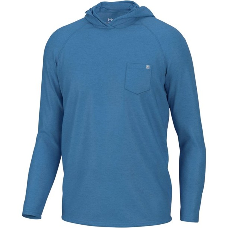 HUK WAYPOINT HOODIE Azure Blue Medium