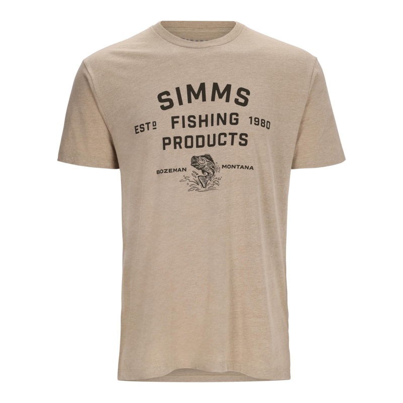 SIMMS M’S STACKED LOGO BASS T-SHIRT Oatmeal Heather Medium