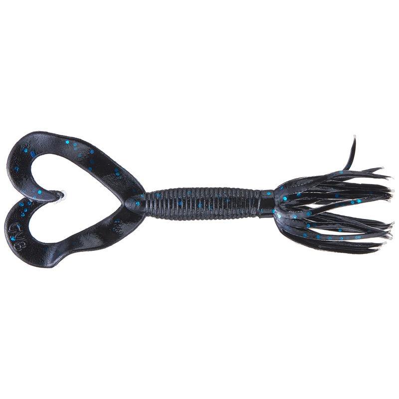 Yamamoto 5″ Double Tail Hula Grub (10 Pk) Black Blue Flake