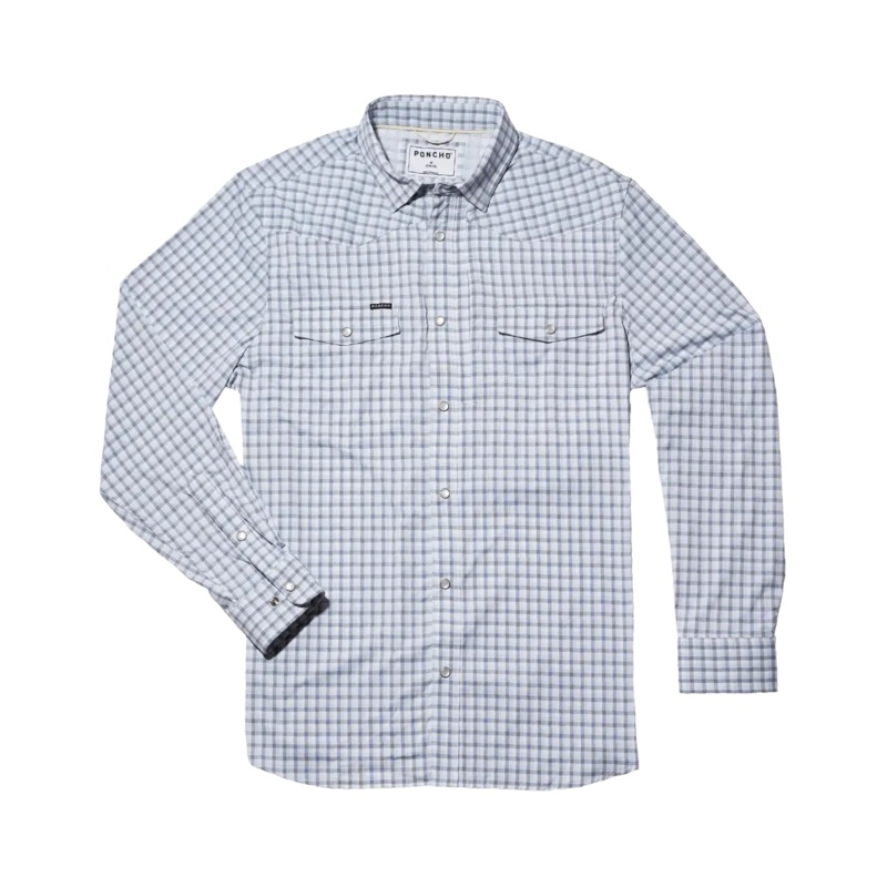 Poncho M’s The Blackfin Regular Navy and Blue Plaid S
