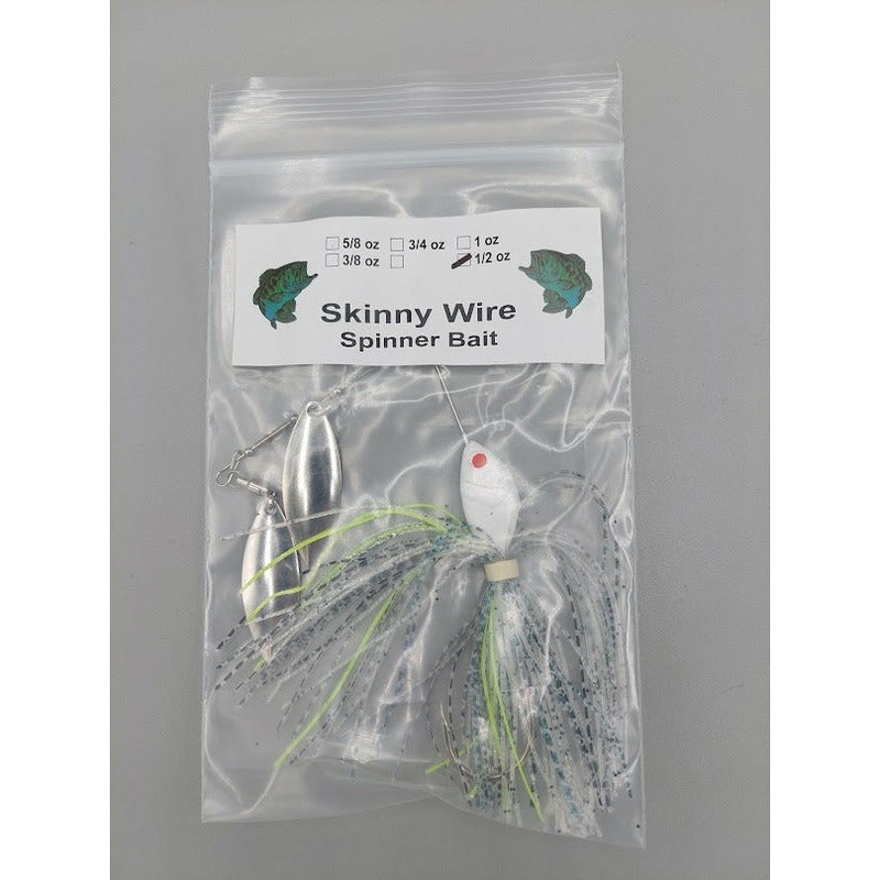 SKINNY WIRE SPINNER BAIT – 2 BLADE Electric Shad 3/8oz
