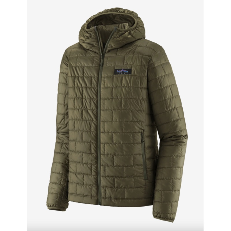 Patagonia Men’s Nano Puff Fitz Roy Trout Hoody – Basin Green Small