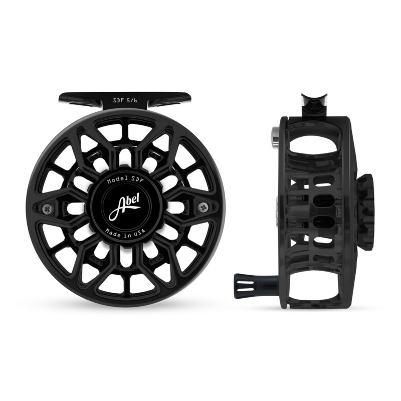 Abel SDF Fly Reel Ported – Basic Black – 5/6 WT with Black Aluminum Handle 5/6 wt