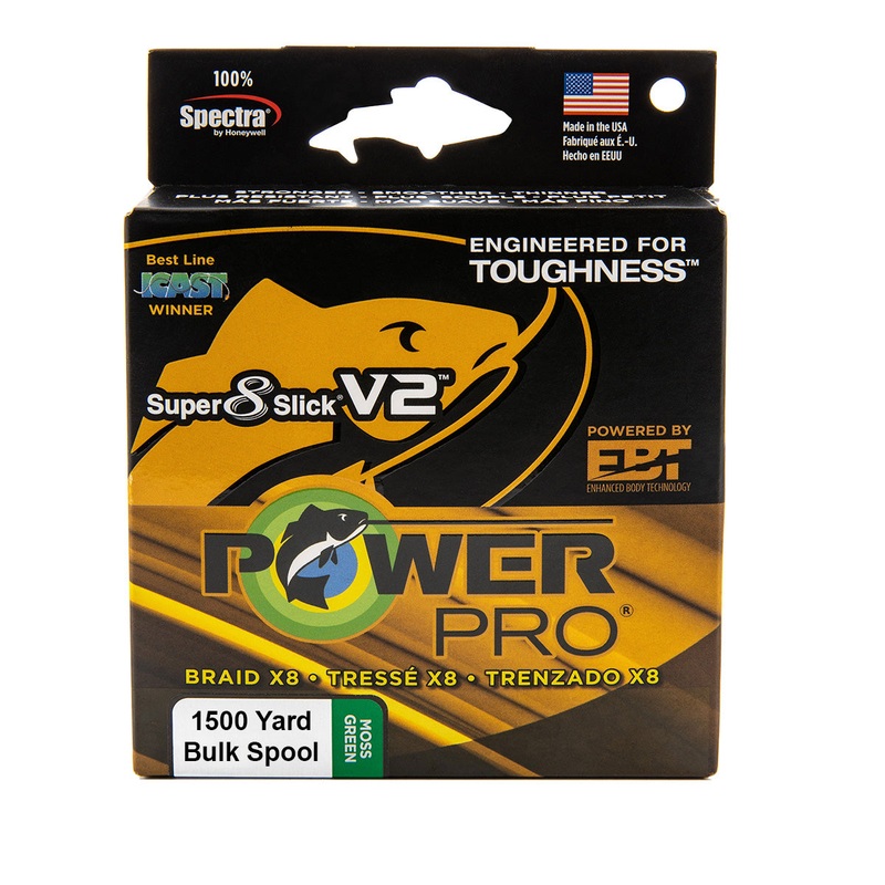 Power Pro Super8Slick V2 Moss Green Braided Line 1500 yard Bulk Spool 8