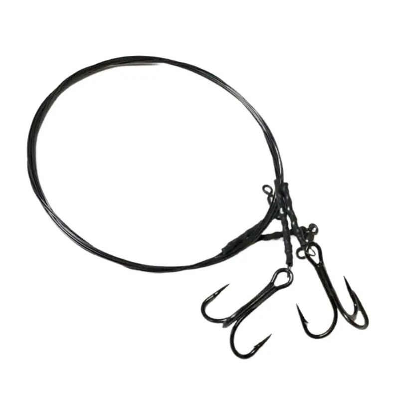R&R TACKLE TREBLE HOOK TITANIUM LEADERS 2PK #6 30LB