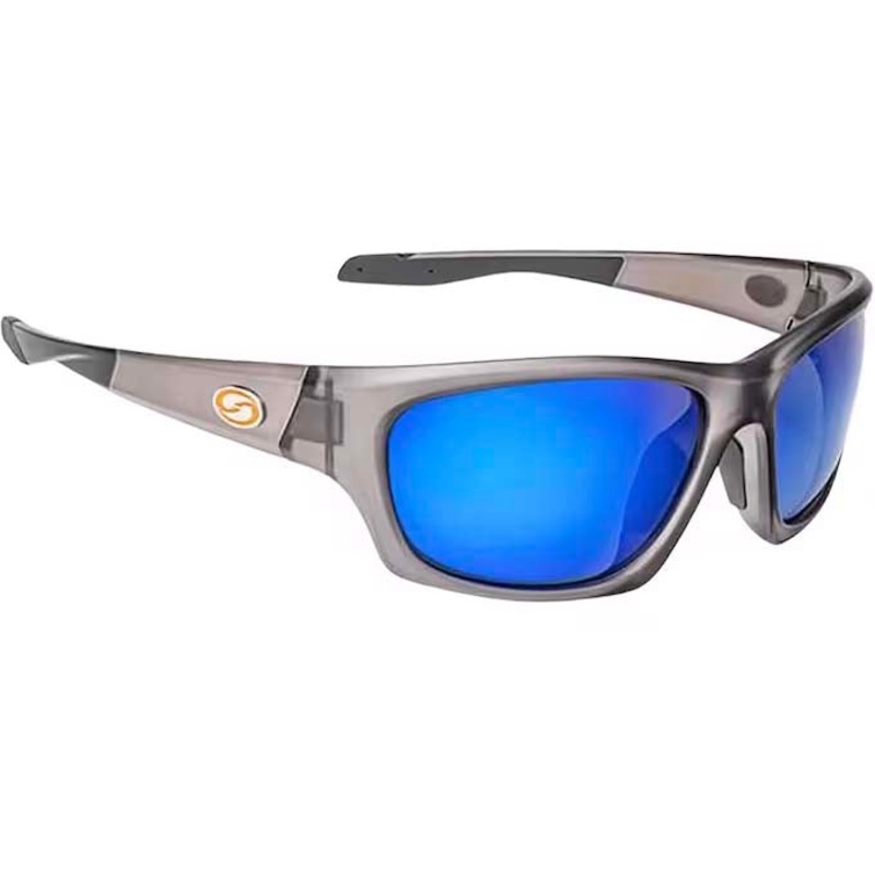 Strike King Plus Cypress Polarized Sunglasses Matte Translucent Crystal Frame/Multi Layer White-Blue Mirror/Grey Lens
