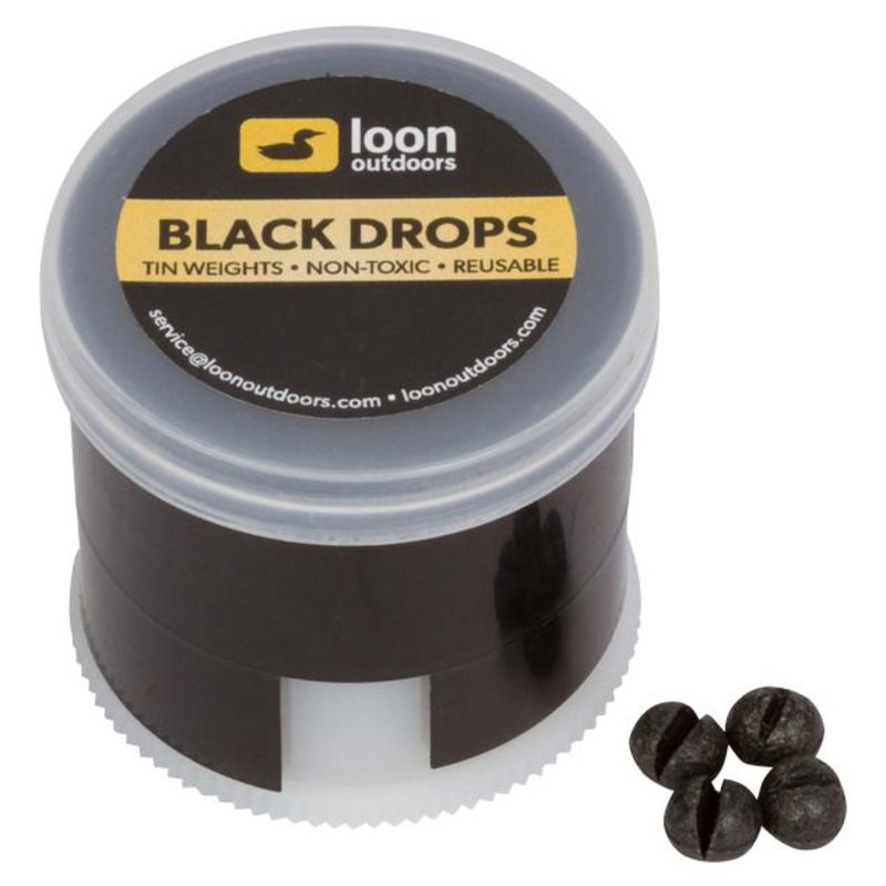 Loon Outdoors Black Drops Split Shot | Twist Pot #6 (0.1g)