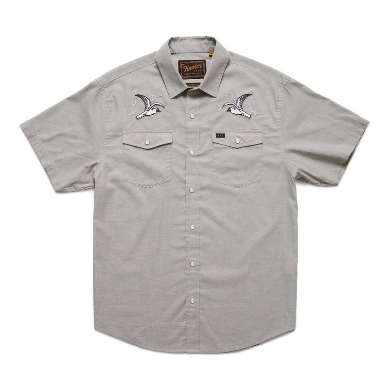 Howler Brothers – H BAR B SNAPSHIRT – SEAGULLS – Grey Oxford M