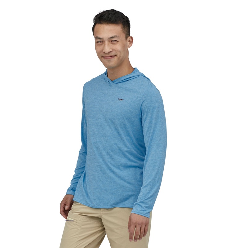 Patagonia M’s Capilene Cool Daily Graphic Hoody – Relaxed Fit Fitz Roy Tarpon w/Tarpon: Lago Blue X-Dye / FTLX XS