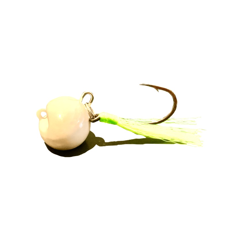 White / Chartreuse Swinging Pompano Jigger Fleas 1/4oz