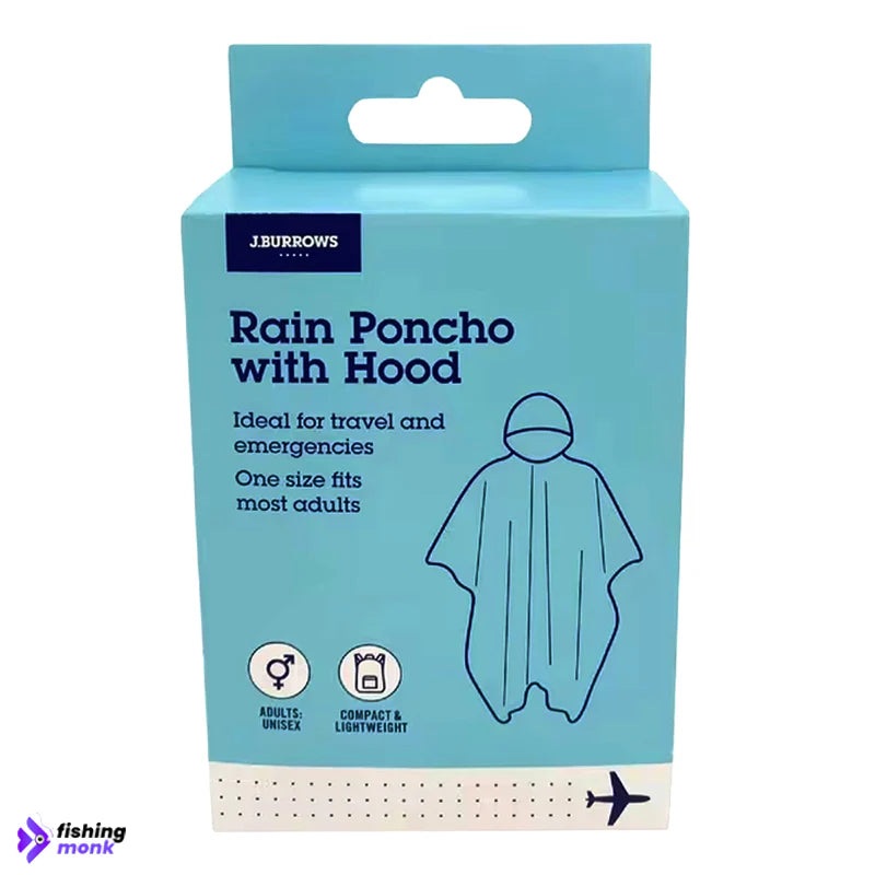 J.BURROWS Rain Poncho with Hood Free size fits most adults Clear