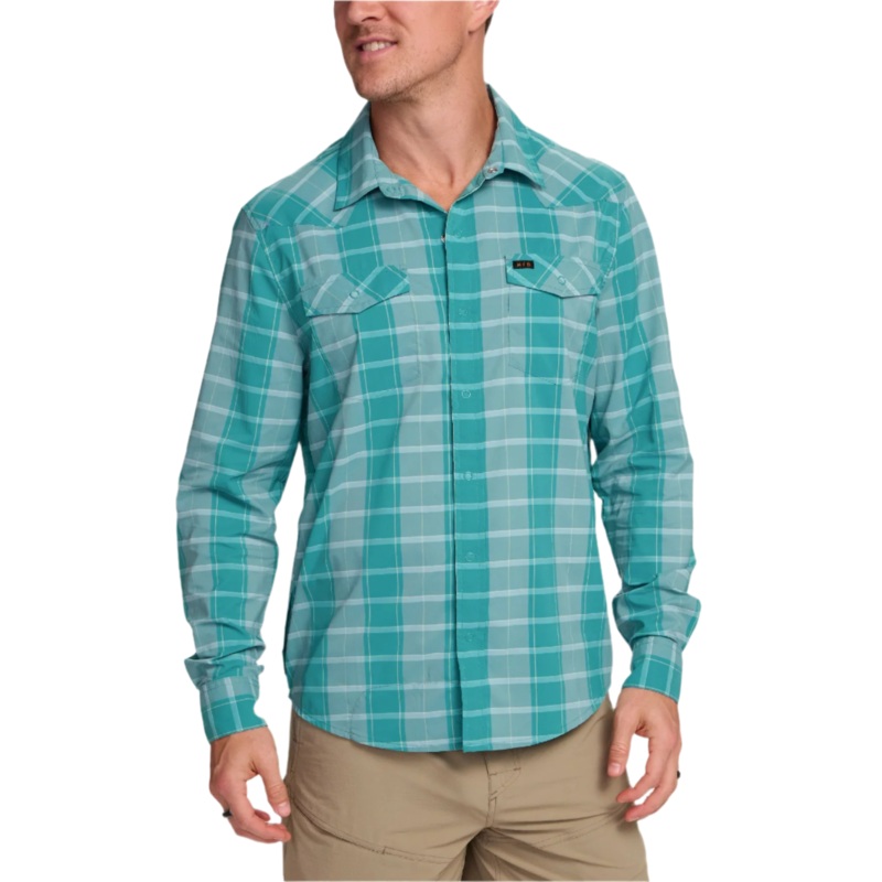 Howler Brothers H Bar B Tech Longsleeve Eason Plaid : Seafoam S