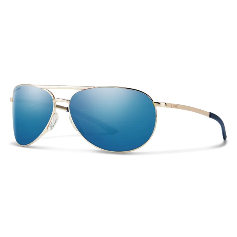 SMITH SERPICO 2 SLIM CHROMAPOP POLARIZED SUNGLASSES GOLD BLUE MIRROR