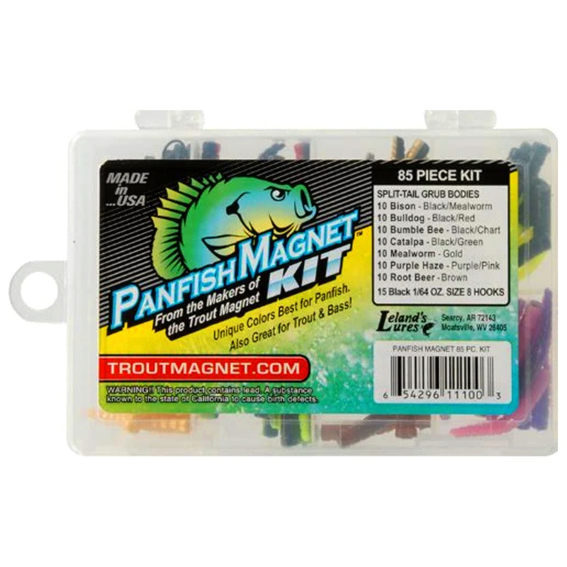 Leland Panfish Crappie Magnet Kit & Grubs  KIT – 85 Piece Made in USA