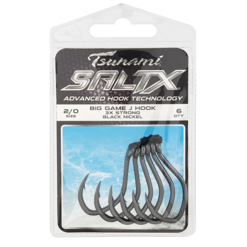 Tsunami SaltX Big Game J Hook 2/0 – 6ct