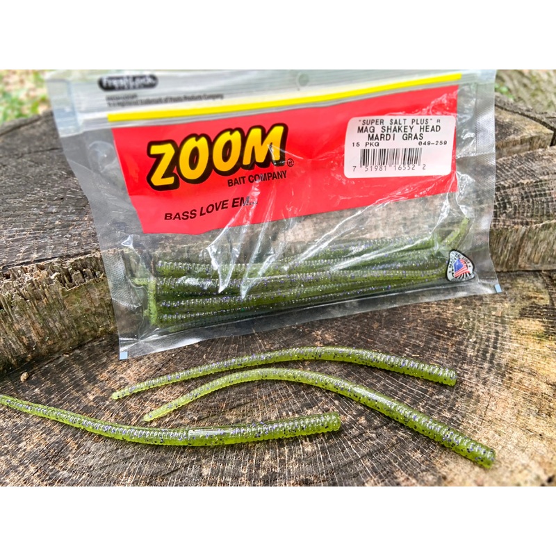 Zoom Magnum Shakey Head Worm 7″ (15 Pk) Black Blue*