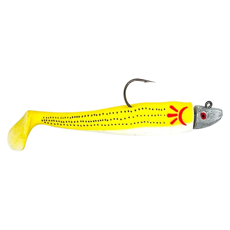 Al Gag’s Lures Whip-It Fish Rigged, (1 Head/2 Tails), Chicken Scratch 4″ – 3/8oz