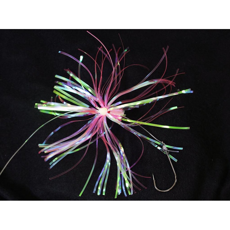 Jigging World Hi-Lo Flasher Rigs with Grub Holder Hooks Chartreuse