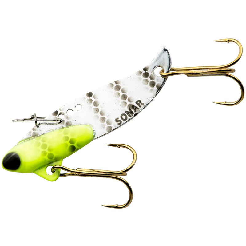 Heddon Sonar Adjustable Action Blade Bait – 2 Inch Chartreuse Black Stripes 2 inch – 1/4 oz