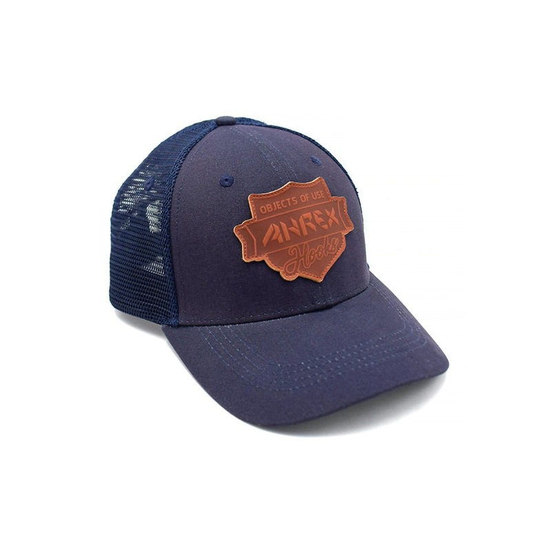 Ahrex Leather Patch Trucker Cap Navy