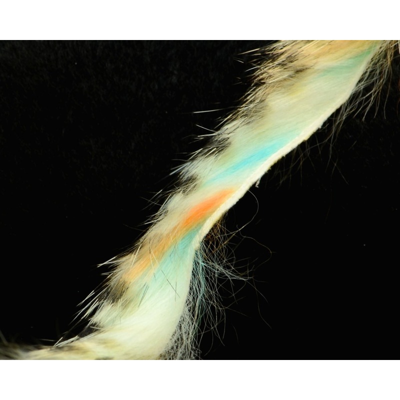 Hareline Black Barred Groovy Bunny Strips Blue / Orange / White