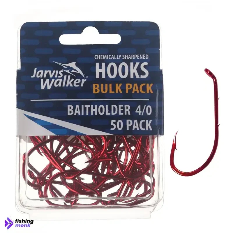 Jarvis Walker Baitholder Red Hooks | 50pcs/pkt 4/0