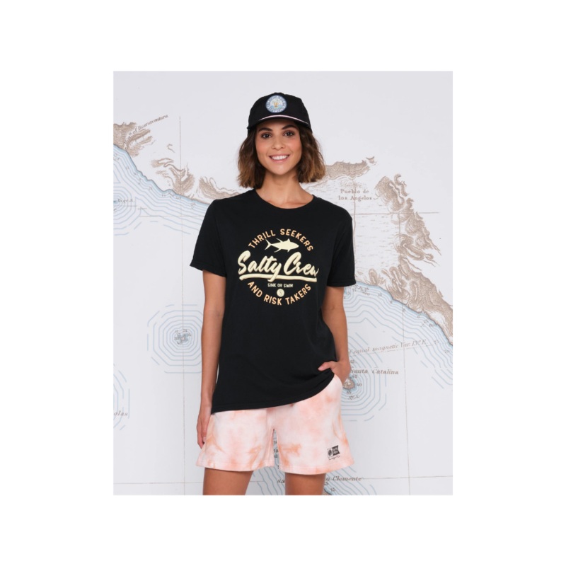 SALTY CREW SCRIPTED BOYFRIEND TEE VINTAGE BLACK S