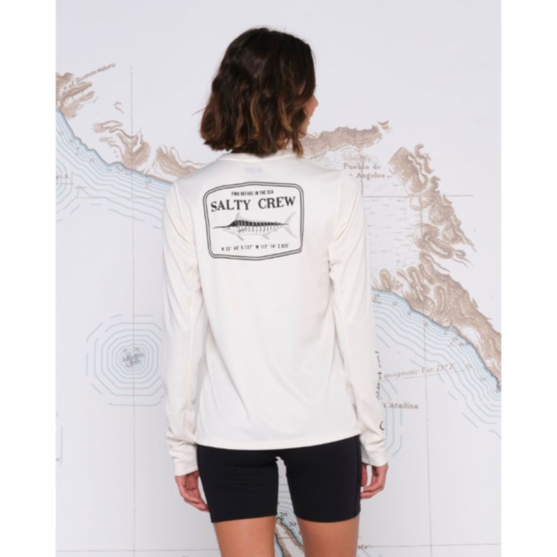 SALTY CREW STEALTH PINNACLE CREW L/S TECH OFF WHITE XS